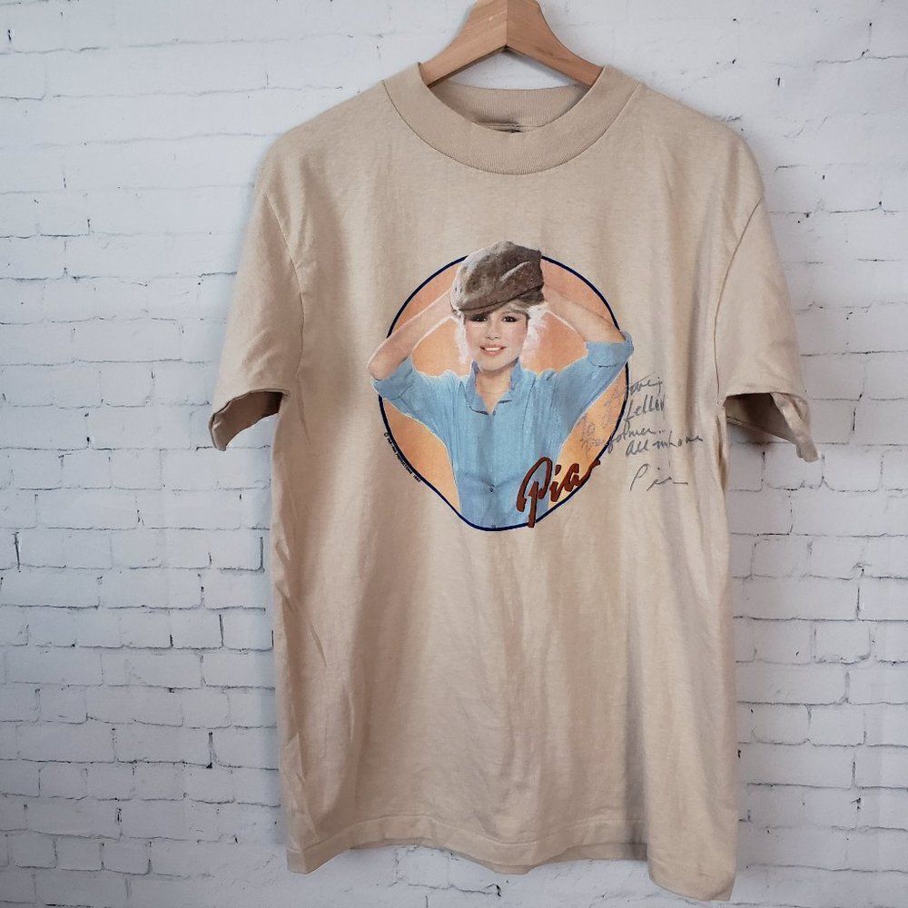 Pia Zadora Signed Autographed T-Shirt Vintgae Single Stich Anvil Tag Singer L